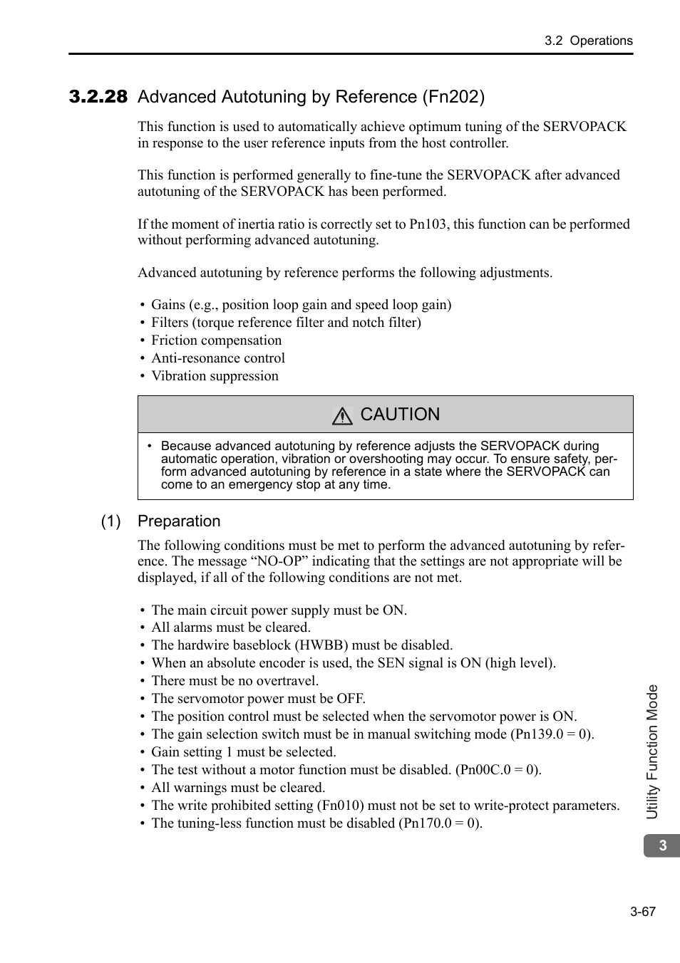 28 advanced autotuning by reference (fn202), Caution | Yaskawa Sigma-5 User Manual: Operation of Digital Operator User Manual | Page 101 / 145