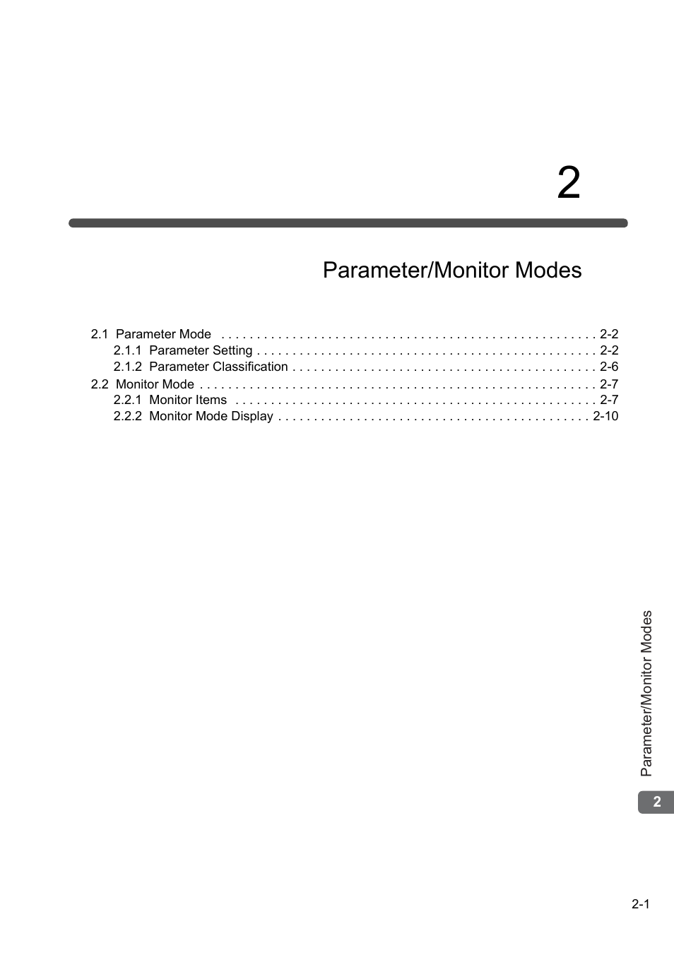 2 parameter/monitor modes, Parameter/monitor modes | Yaskawa Sigma-5 User Manual: Operation of Digital Operator User Manual | Page 24 / 145