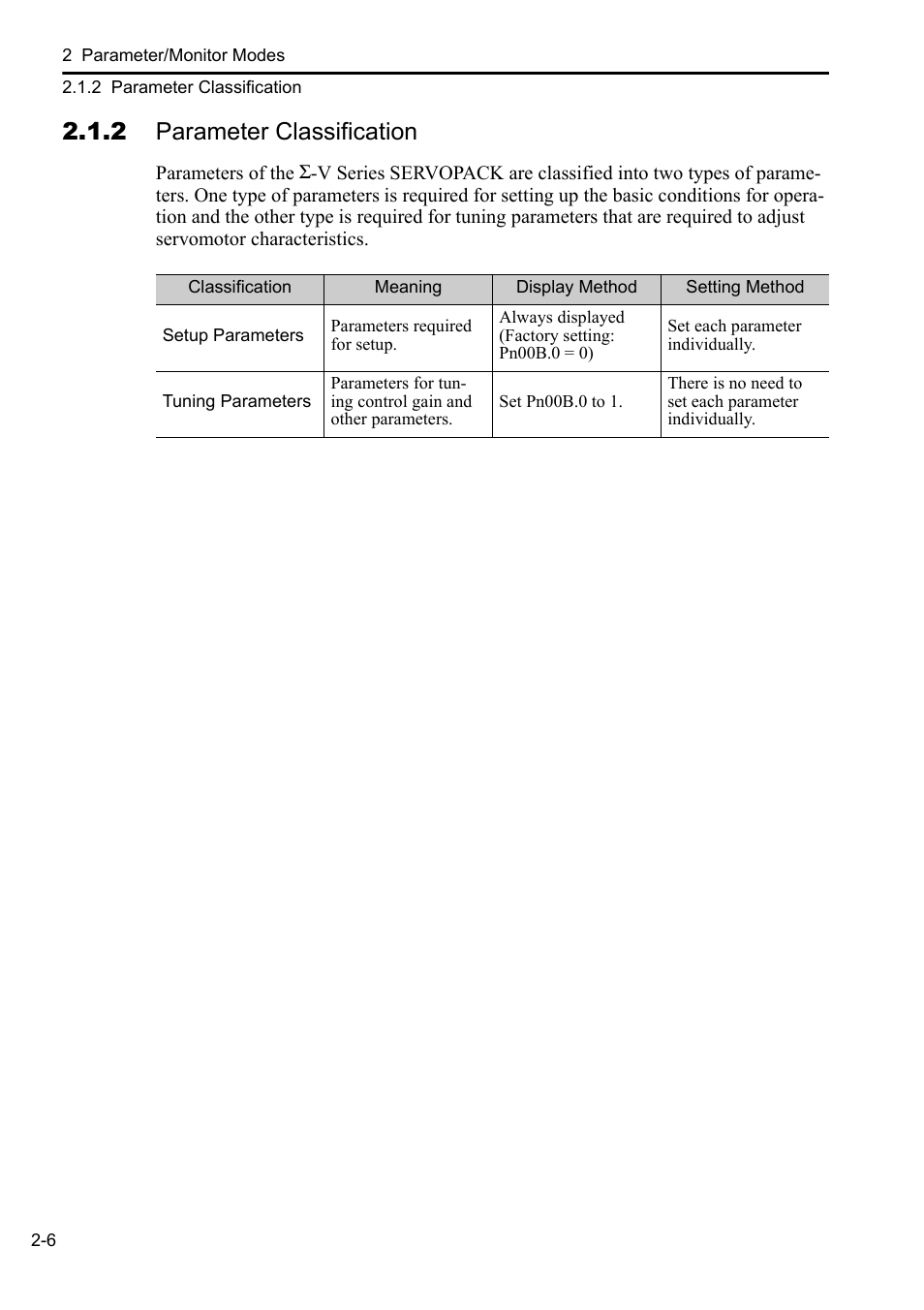 2 parameter classification | Yaskawa Sigma-5 User Manual: Operation of Digital Operator User Manual | Page 29 / 145