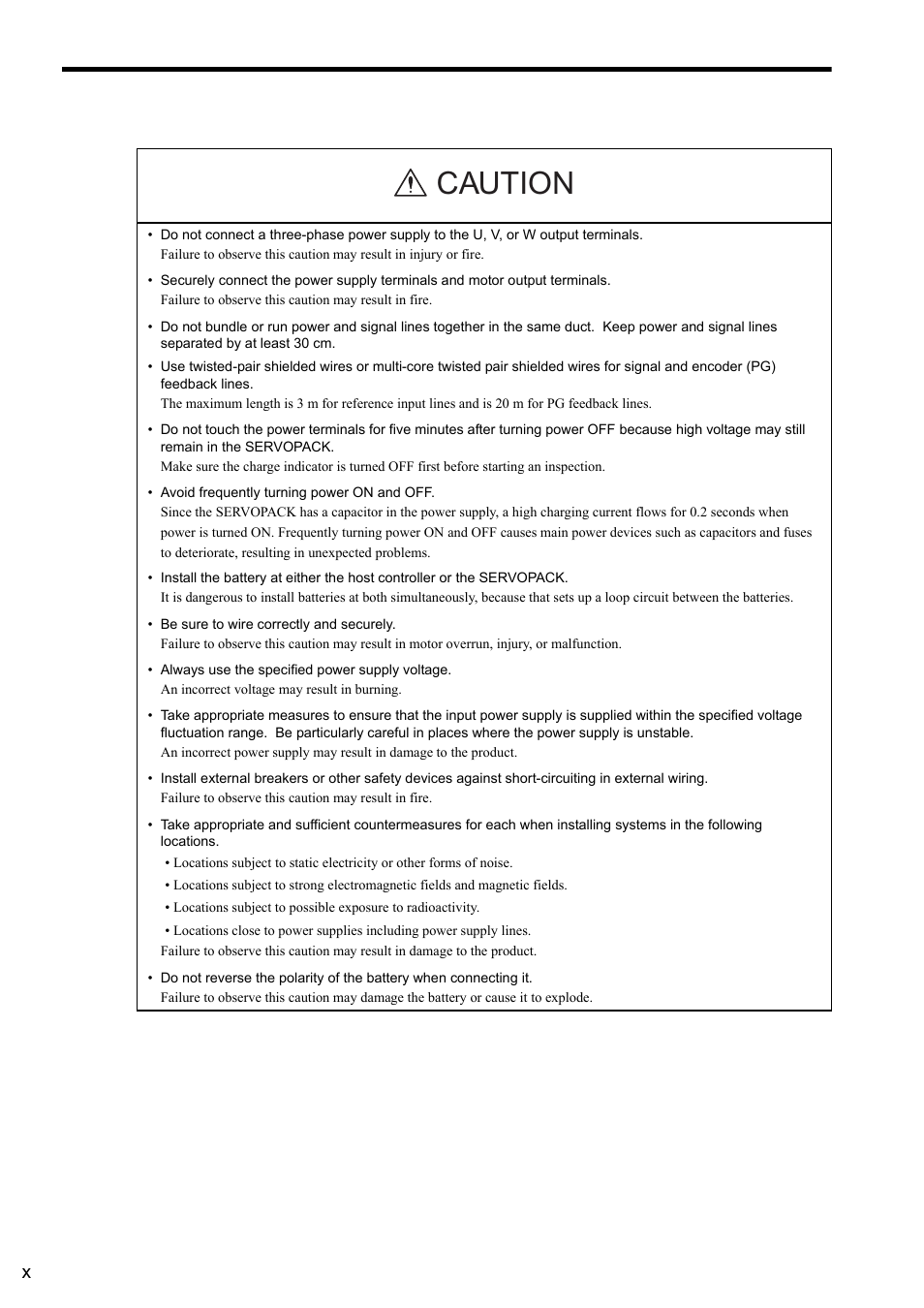 Caution | Yaskawa Sigma II Series SGMVH User Manual | Page 10 / 339