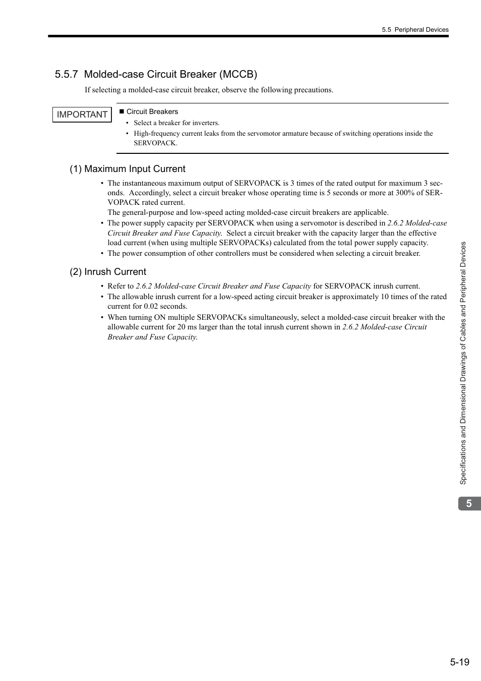 7 molded-case circuit breaker (mccb) | Yaskawa Sigma II Series SGMVH User Manual | Page 100 / 339