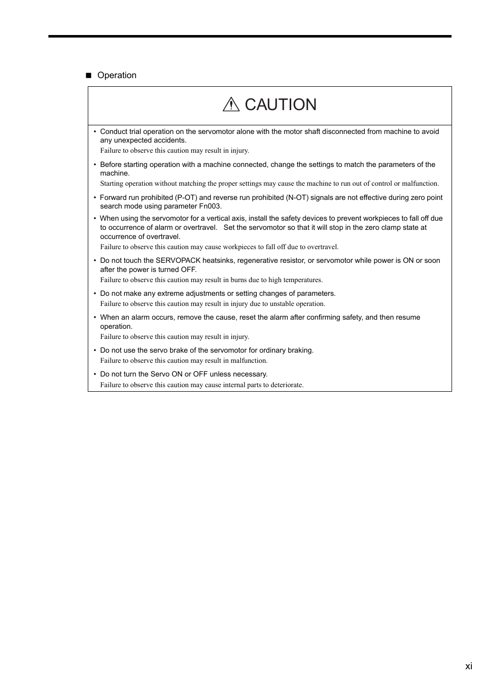 Caution | Yaskawa Sigma II Series SGMVH User Manual | Page 11 / 339