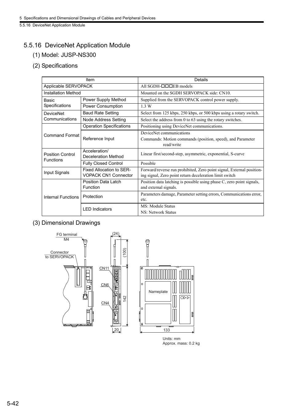 16 devicenet application module | Yaskawa Sigma II Series SGMVH User Manual | Page 123 / 339