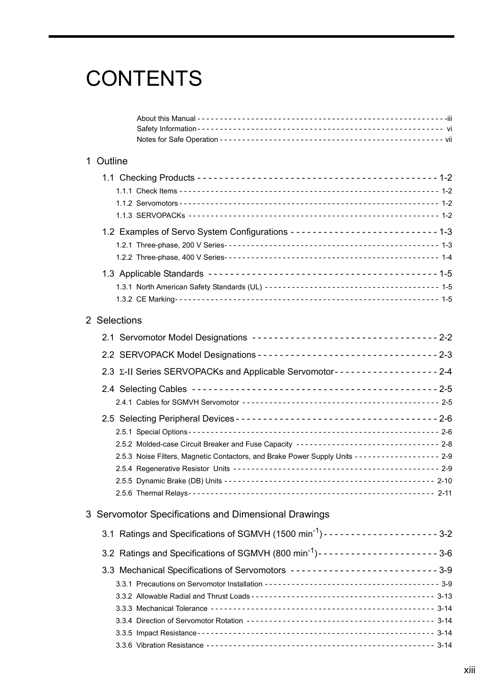 Yaskawa Sigma II Series SGMVH User Manual | Page 13 / 339