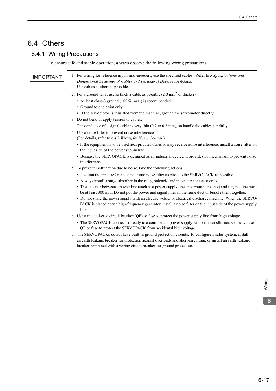 4 others, 1 wiring precautions | Yaskawa Sigma II Series SGMVH User Manual | Page 142 / 339