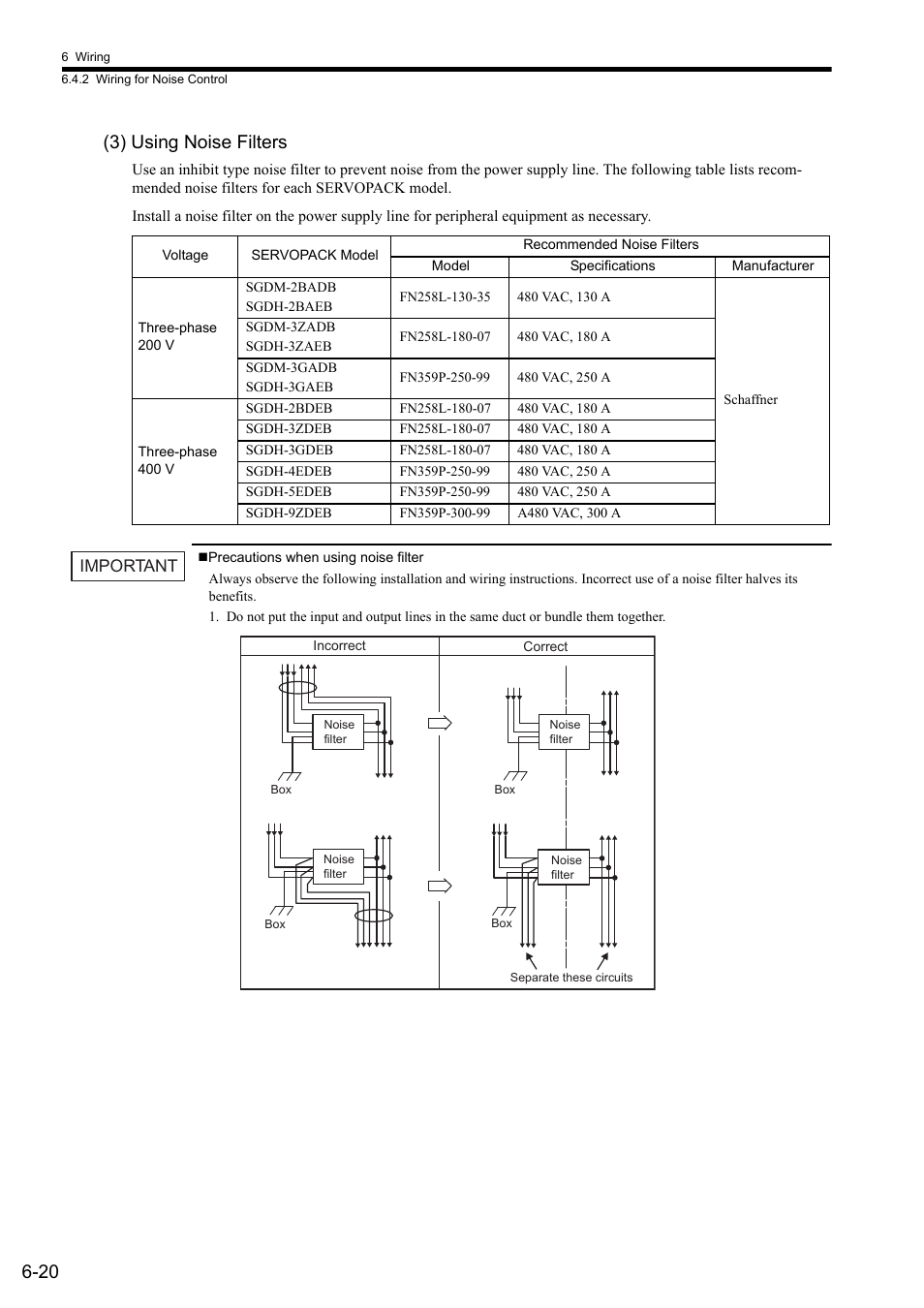 20 (3) using noise filters | Yaskawa Sigma II Series SGMVH User Manual | Page 145 / 339