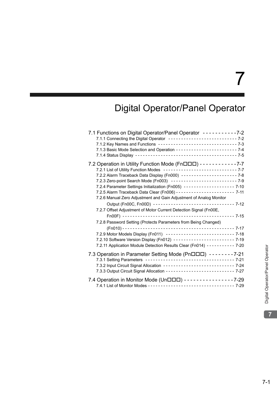 7 digital operator/panel operator, Digital operator/panel operator | Yaskawa Sigma II Series SGMVH User Manual | Page 150 / 339