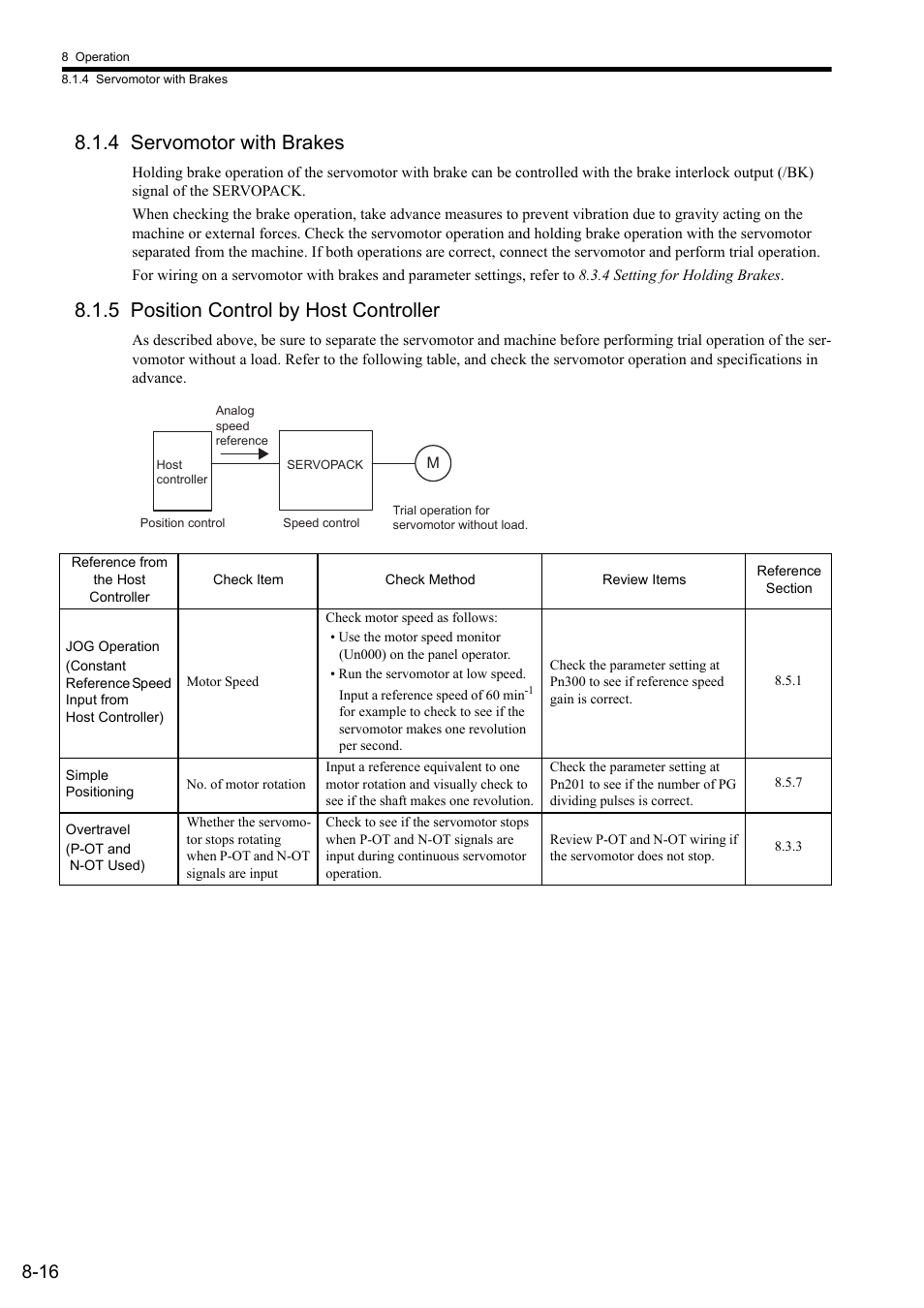 4 servomotor with brakes, 5 position control by host controller | Yaskawa Sigma II Series SGMVH User Manual | Page 197 / 339