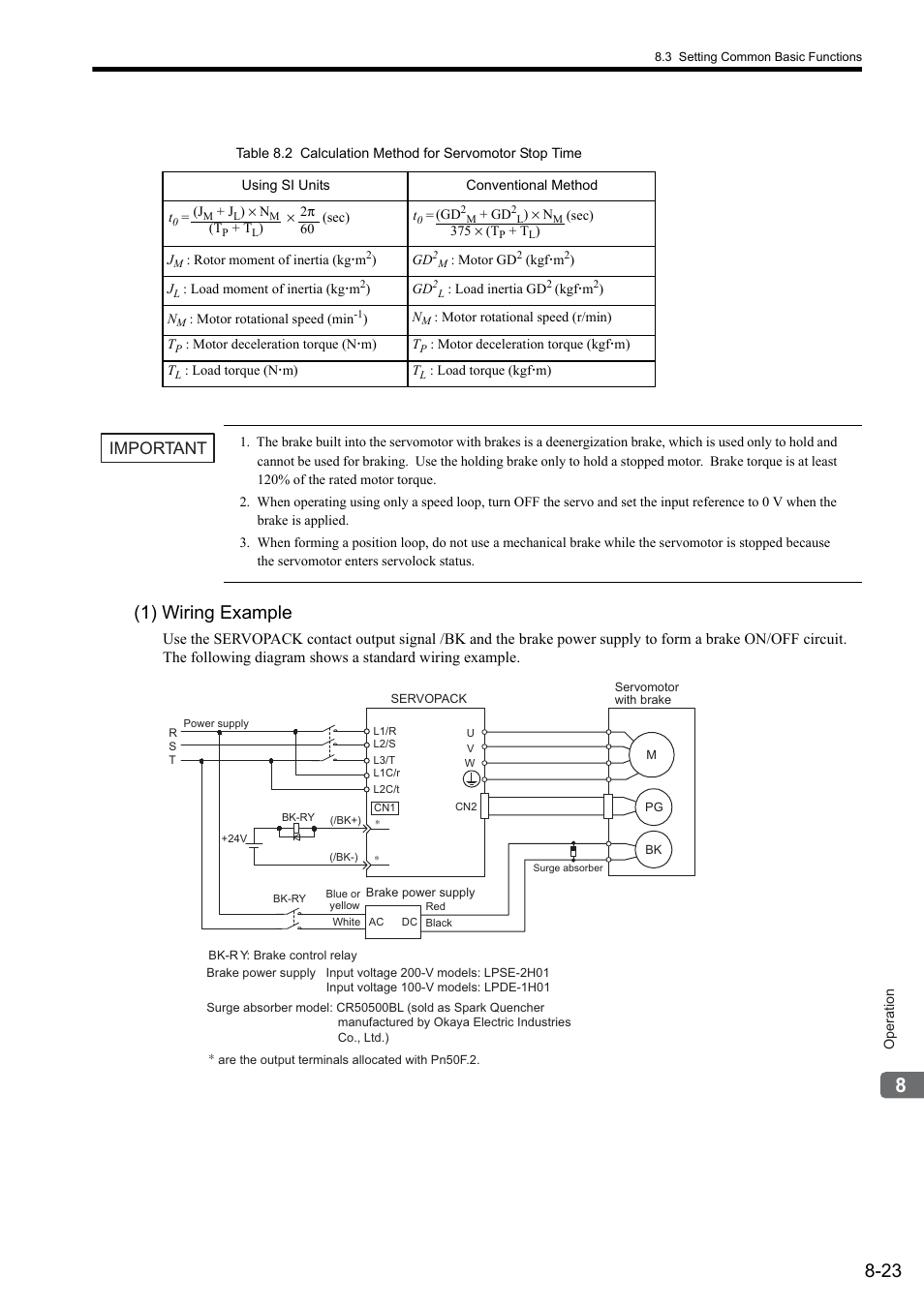 1) wiring example, Important | Yaskawa Sigma II Series SGMVH User Manual | Page 204 / 339