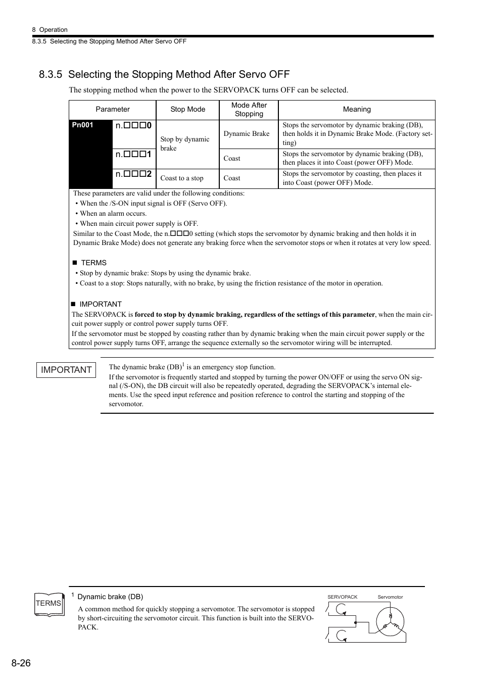 5 selecting the stopping method after servo off | Yaskawa Sigma II Series SGMVH User Manual | Page 207 / 339