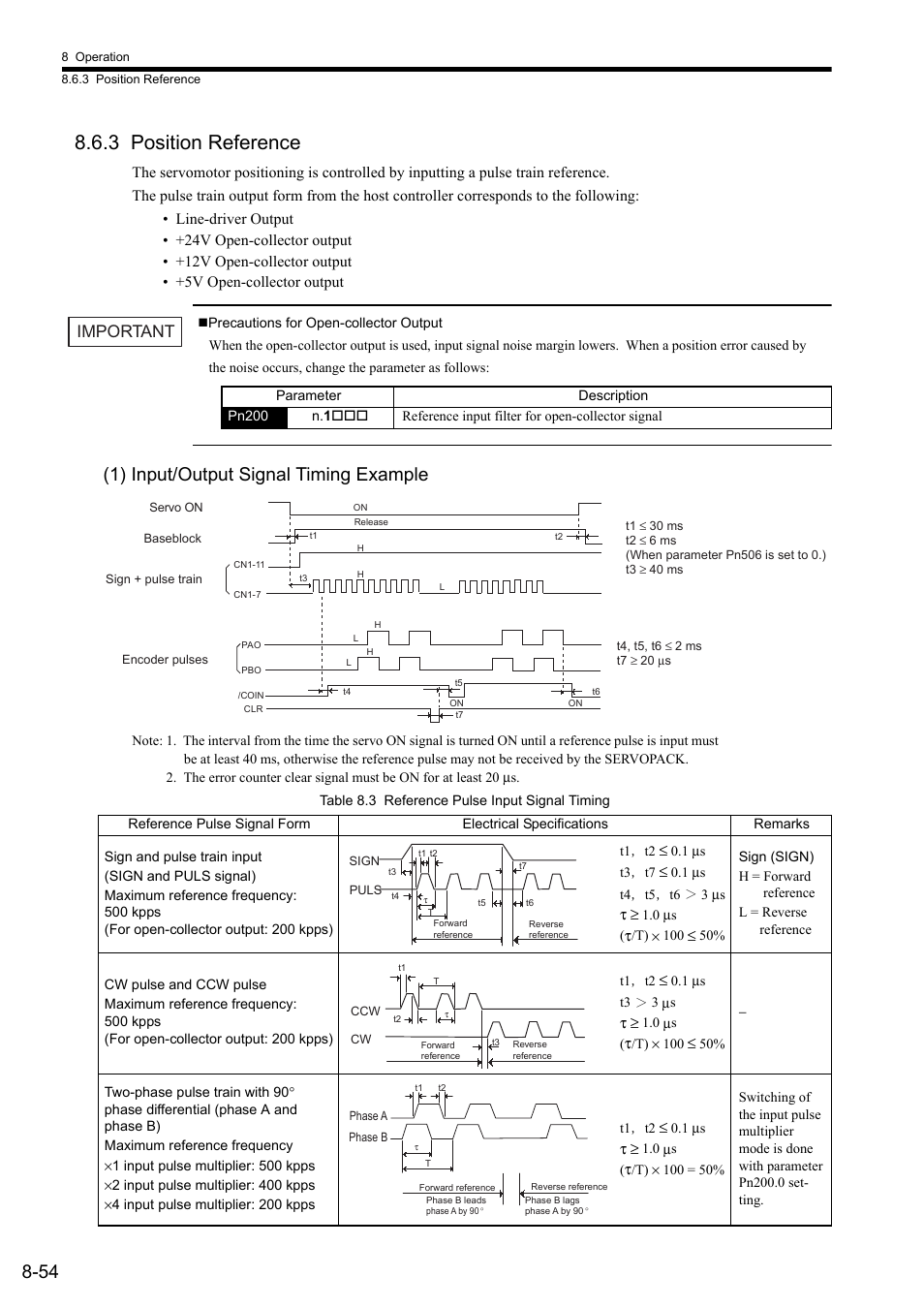 3 position reference, 1) input/output signal timing example, Important | Yaskawa Sigma II Series SGMVH User Manual | Page 235 / 339