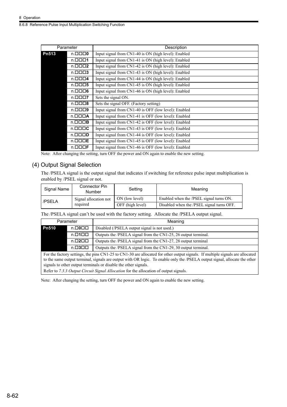 4) output signal selection | Yaskawa Sigma II Series SGMVH User Manual | Page 243 / 339