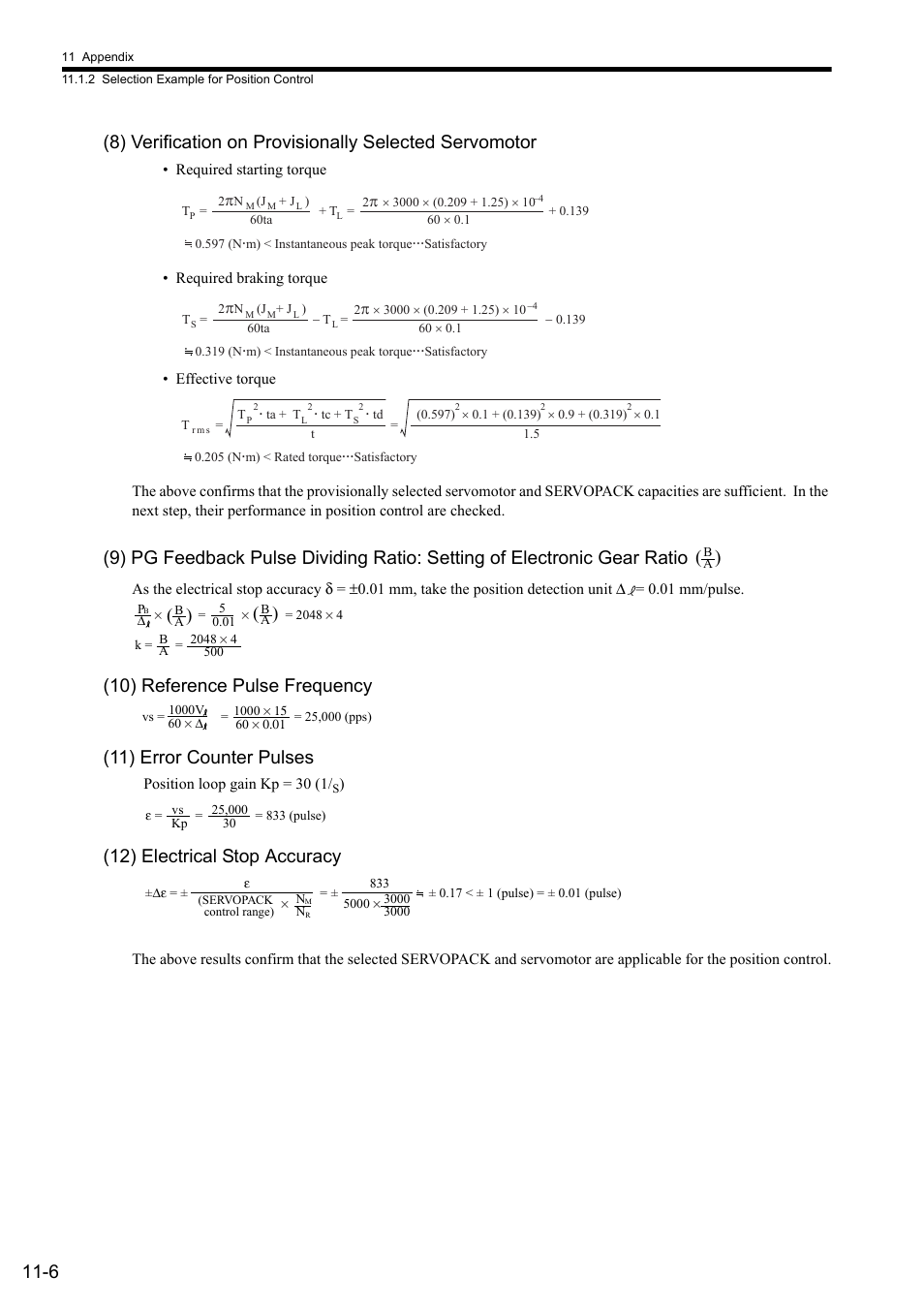 12) electrical stop accuracy | Yaskawa Sigma II Series SGMVH User Manual | Page 308 / 339