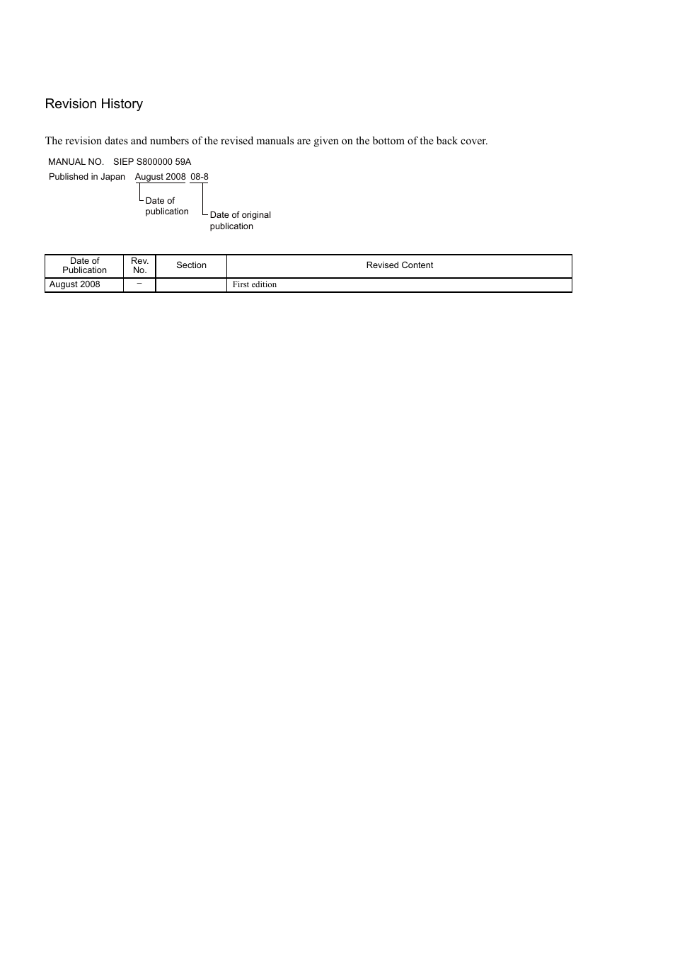 Revision history | Yaskawa Sigma II Series SGMVH User Manual | Page 338 / 339