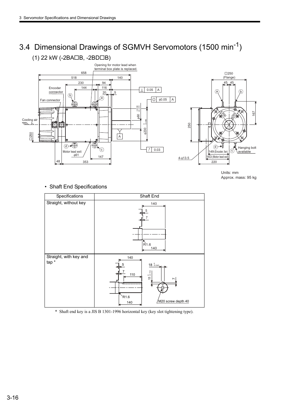 Shaft end specifications | Yaskawa Sigma II Series SGMVH User Manual | Page 51 / 339