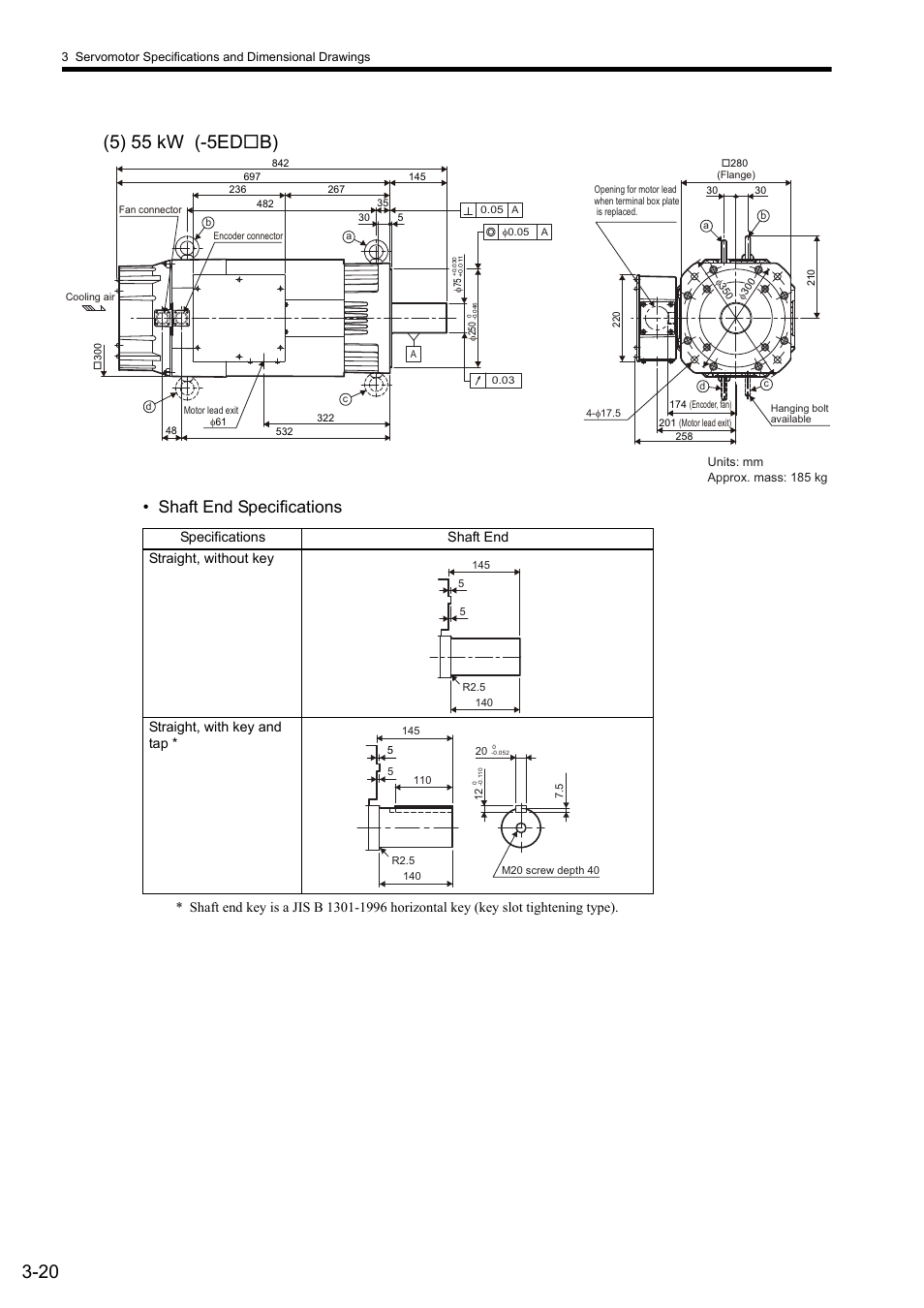 Shaft end specifications | Yaskawa Sigma II Series SGMVH User Manual | Page 55 / 339