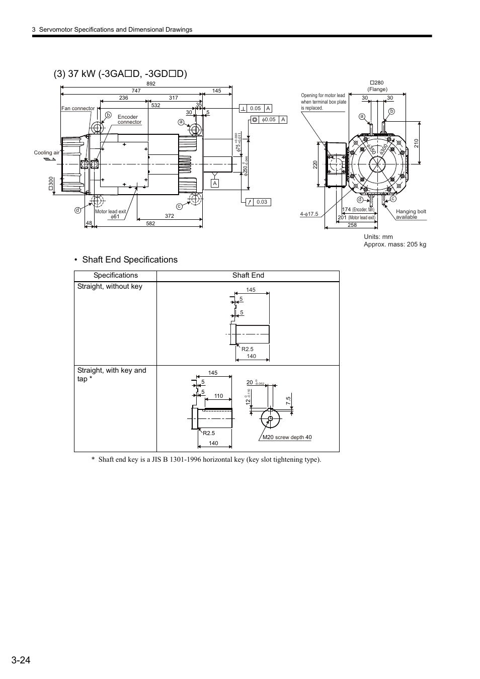 Shaft end specifications | Yaskawa Sigma II Series SGMVH User Manual | Page 59 / 339