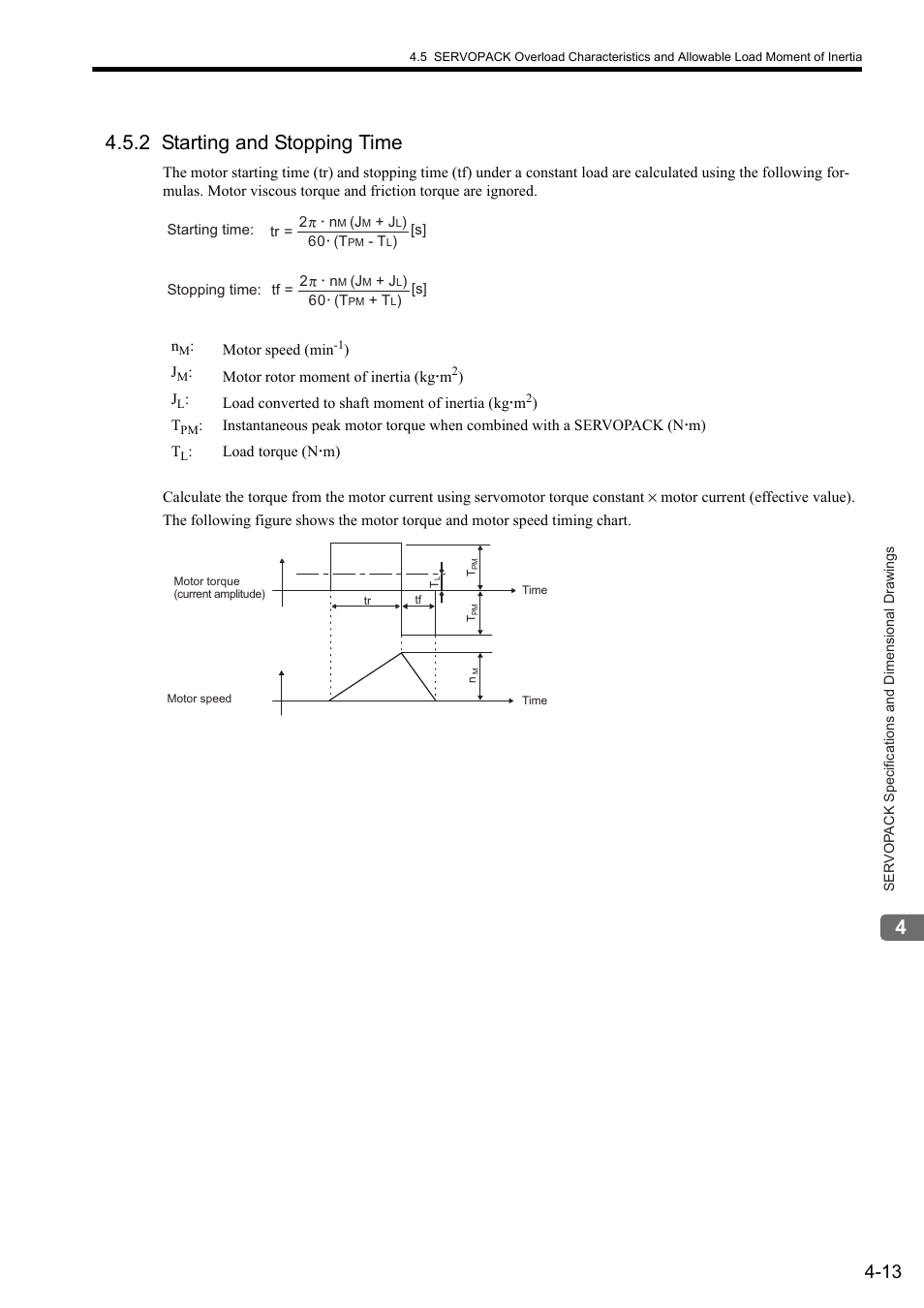 2 starting and stopping time | Yaskawa Sigma II Series SGMVH User Manual | Page 73 / 339