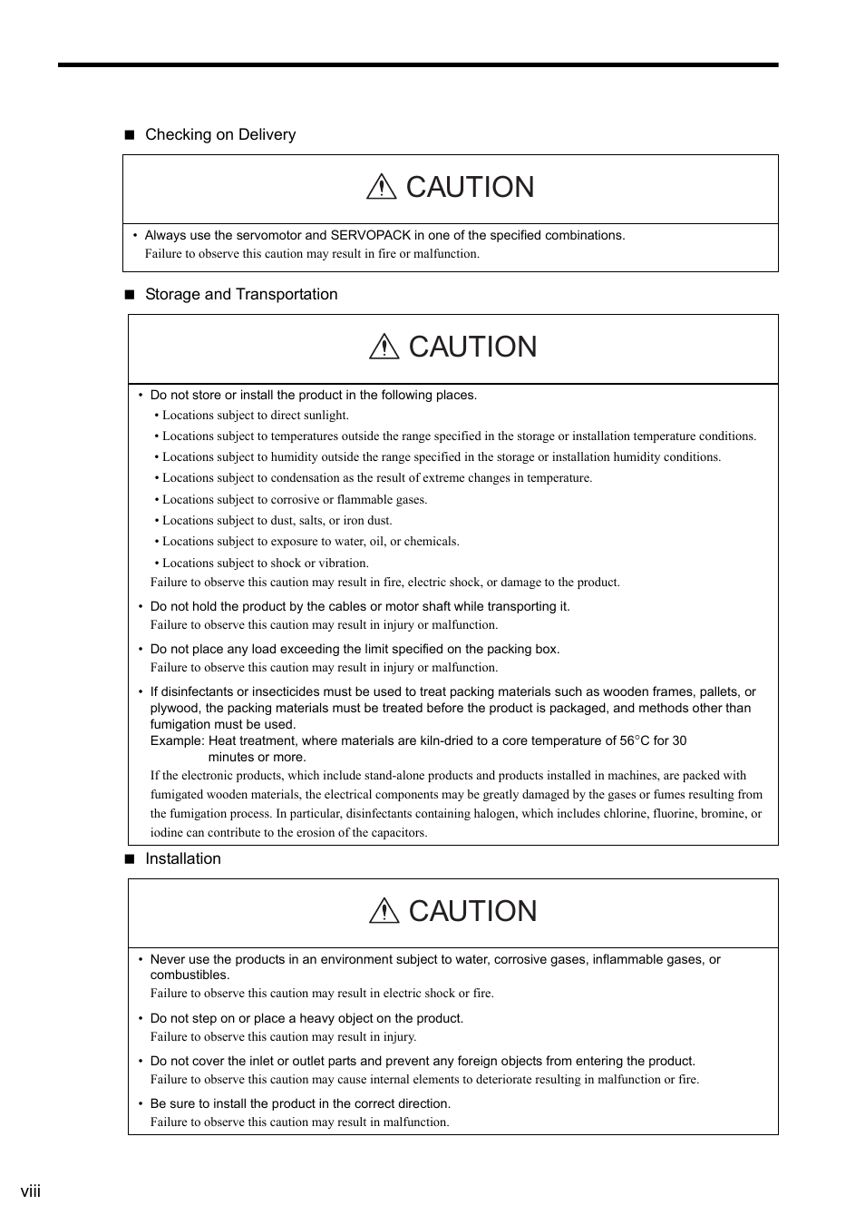 Caution | Yaskawa Sigma II Series SGMVH User Manual | Page 8 / 339