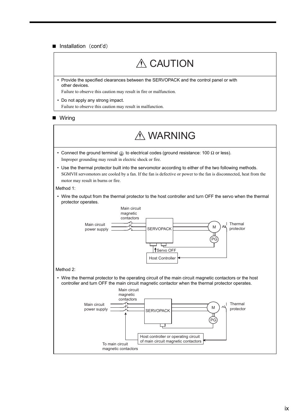 Caution warning | Yaskawa Sigma II Series SGMVH User Manual | Page 9 / 339
