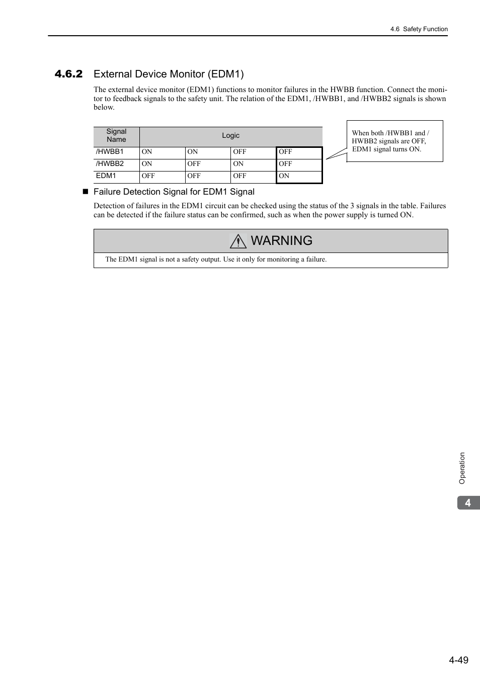 2 external device monitor (edm1), Warning | Yaskawa Sigma-5 User Manual: Design and Maintenance - Rotary Motors User Manual | Page 132 / 329