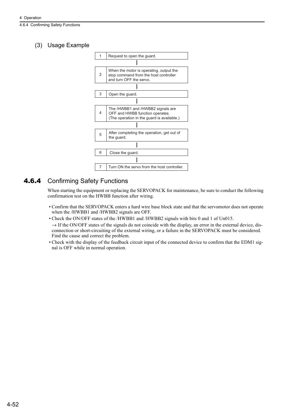 4 confirming safety functions, 52 (3) usage example | Yaskawa Sigma-5 User Manual: Design and Maintenance - Rotary Motors User Manual | Page 135 / 329