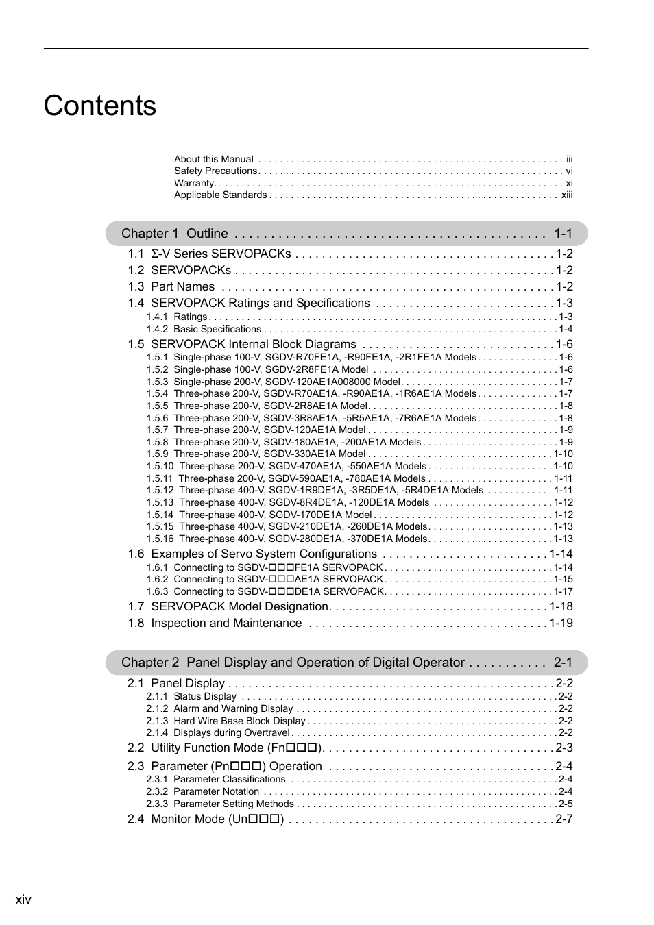 Yaskawa Sigma-5 User Manual: Design and Maintenance - Rotary Motors User Manual | Page 14 / 329