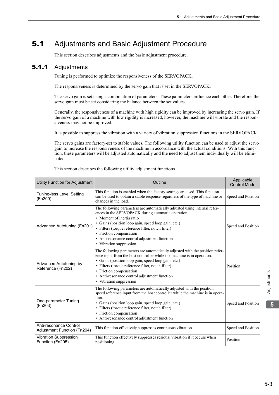 1 adjustments and basic adjustment procedure, 1 adjustments | Yaskawa Sigma-5 User Manual: Design and Maintenance - Rotary Motors User Manual | Page 140 / 329