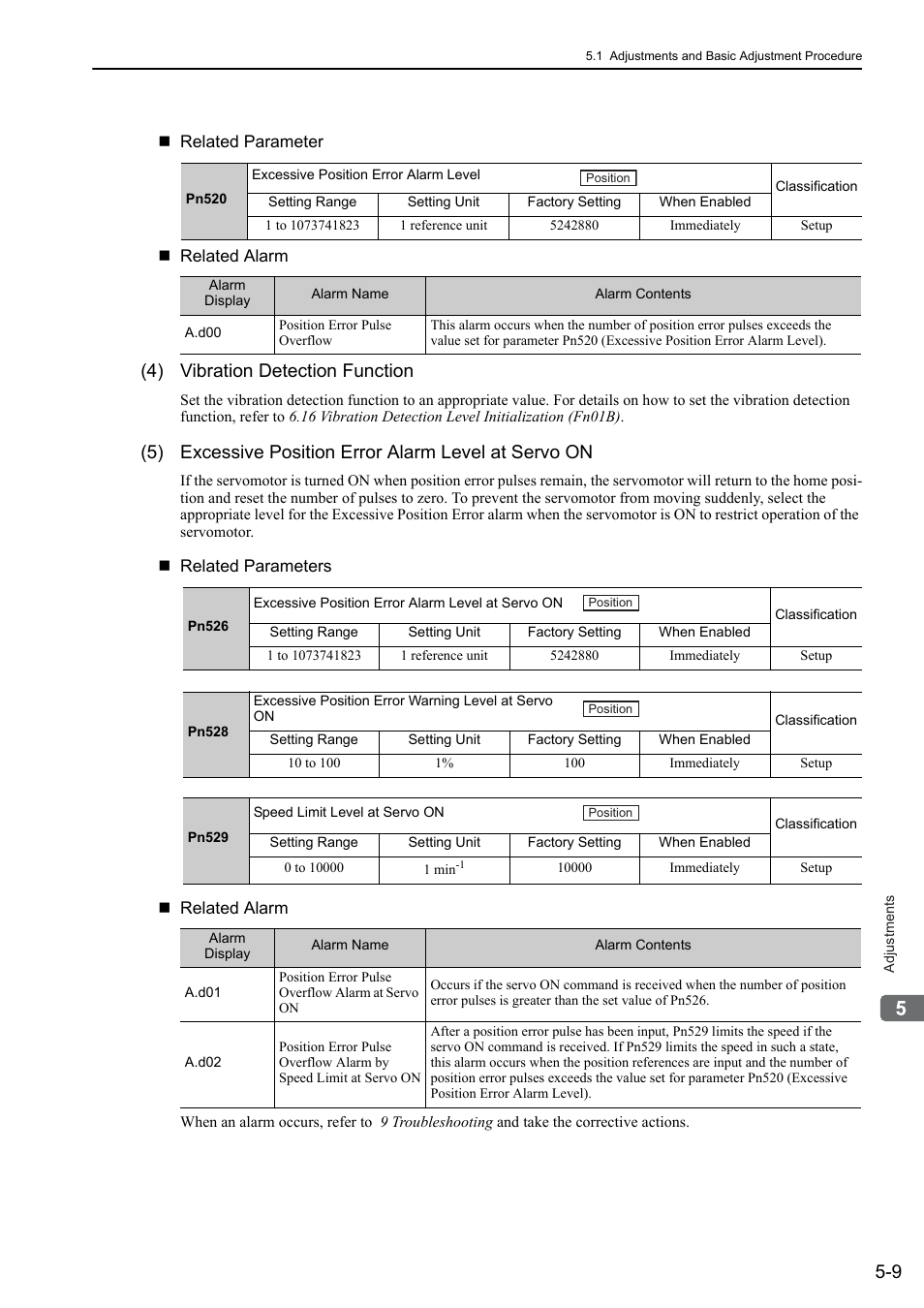 4) vibration detection function | Yaskawa Sigma-5 User Manual: Design and Maintenance - Rotary Motors User Manual | Page 146 / 329