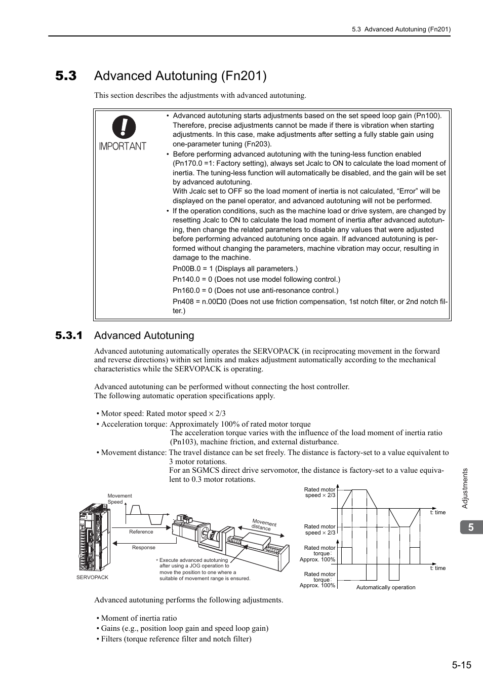 3 advanced autotuning (fn201), 1 advanced autotuning | Yaskawa Sigma-5 User Manual: Design and Maintenance - Rotary Motors User Manual | Page 152 / 329