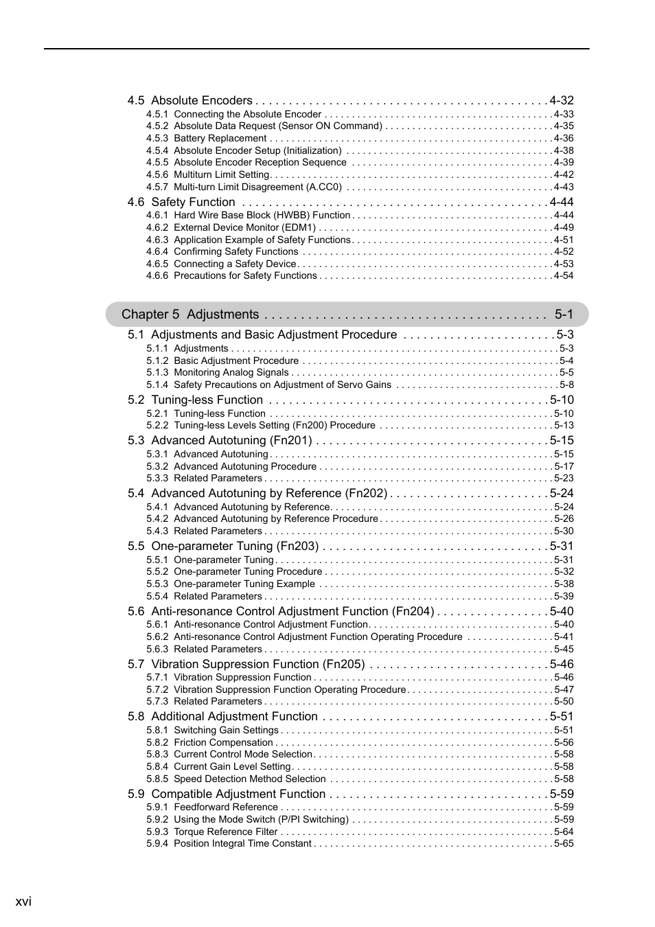 Chapter 5 adjustments -1 | Yaskawa Sigma-5 User Manual: Design and Maintenance - Rotary Motors User Manual | Page 16 / 329
