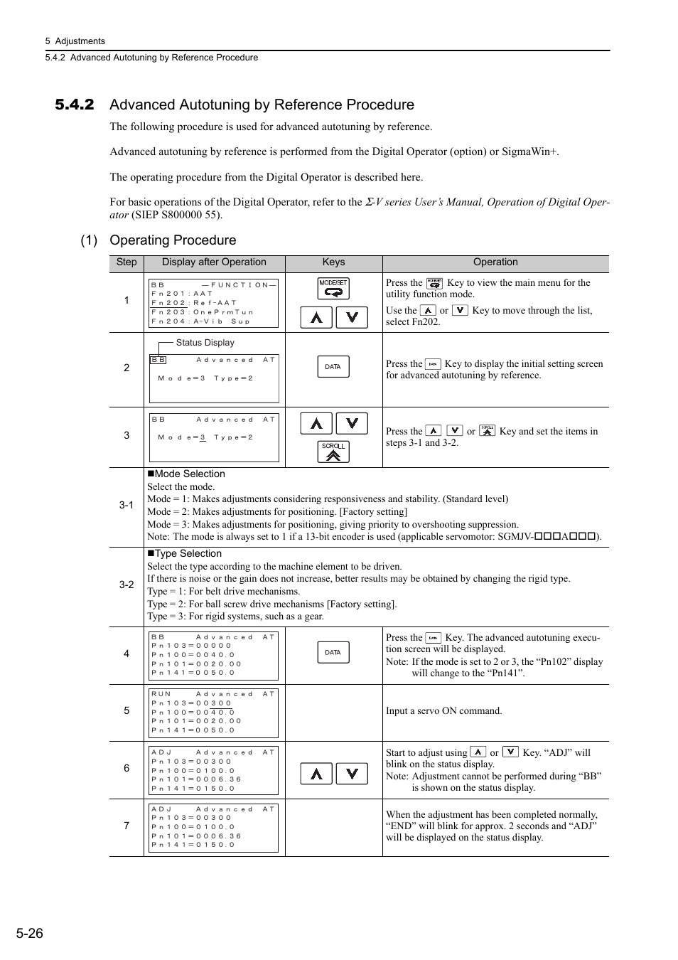 2 advanced autotuning by reference procedure, 1) operating procedure | Yaskawa Sigma-5 User Manual: Design and Maintenance - Rotary Motors User Manual | Page 163 / 329