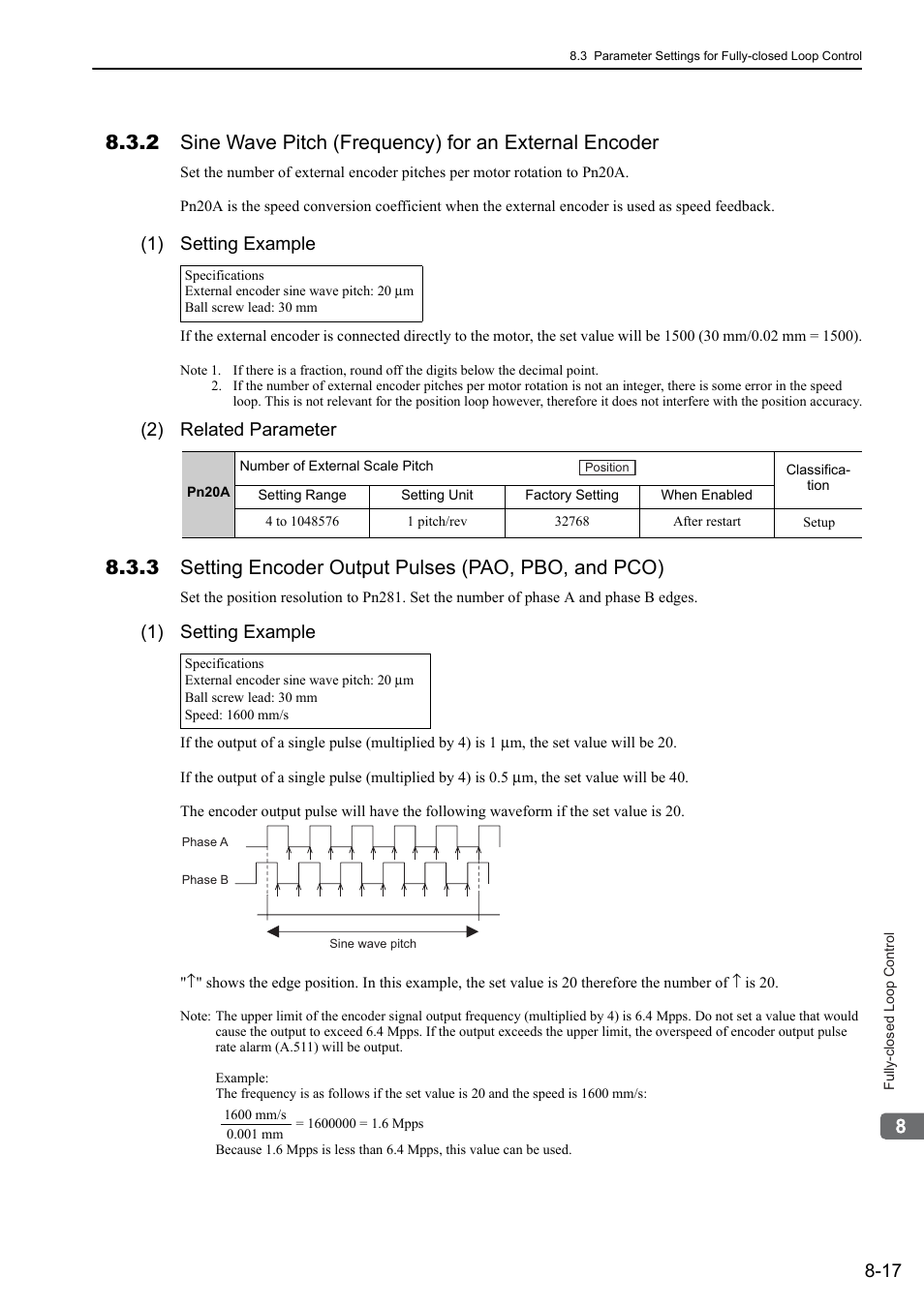 1) setting example, 2) related parameter | Yaskawa Sigma-5 User Manual: Design and Maintenance - Rotary Motors User Manual | Page 259 / 329