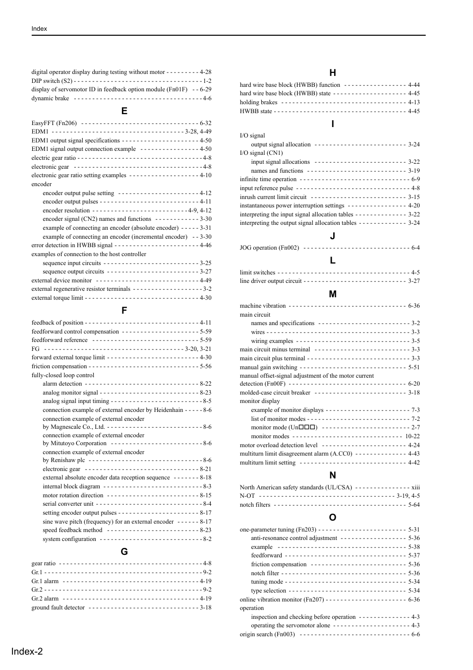 Index-2 | Yaskawa Sigma-5 User Manual: Design and Maintenance - Rotary Motors User Manual | Page 325 / 329