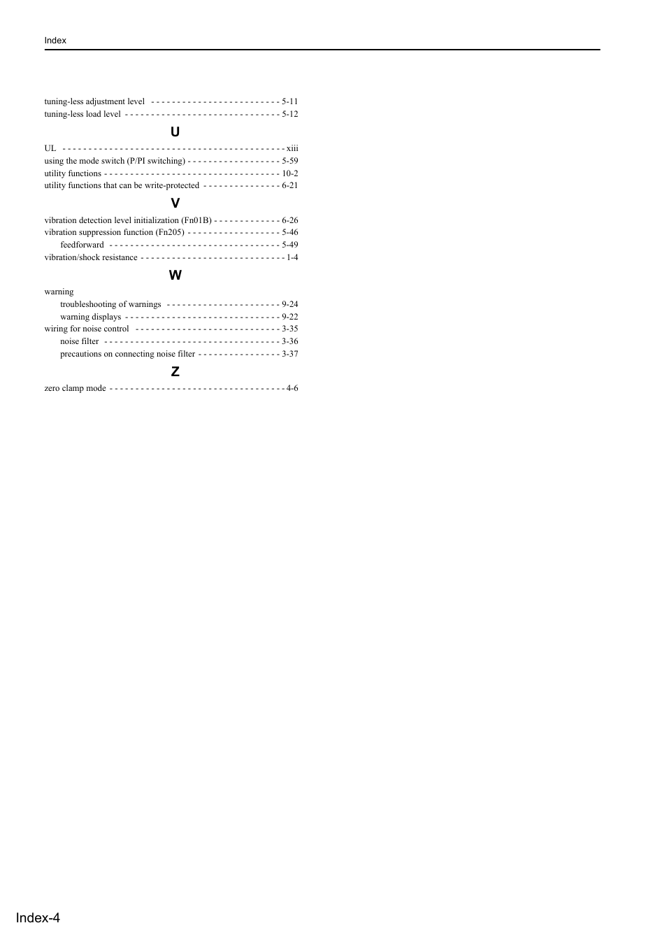 Index-4 | Yaskawa Sigma-5 User Manual: Design and Maintenance - Rotary Motors User Manual | Page 327 / 329