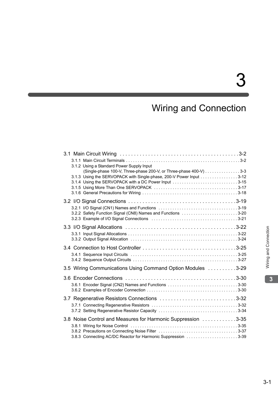 3 wiring and connection, Wiring and connection | Yaskawa Sigma-5 User Manual: Design and Maintenance - Rotary Motors User Manual | Page 45 / 329