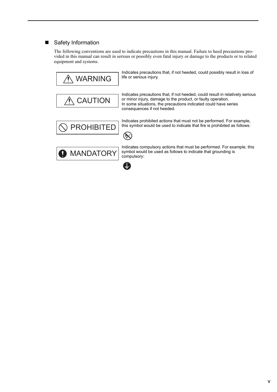 Warning caution prohibited mandatory | Yaskawa Sigma-5 User Manual: Design and Maintenance - Rotary Motors User Manual | Page 5 / 329