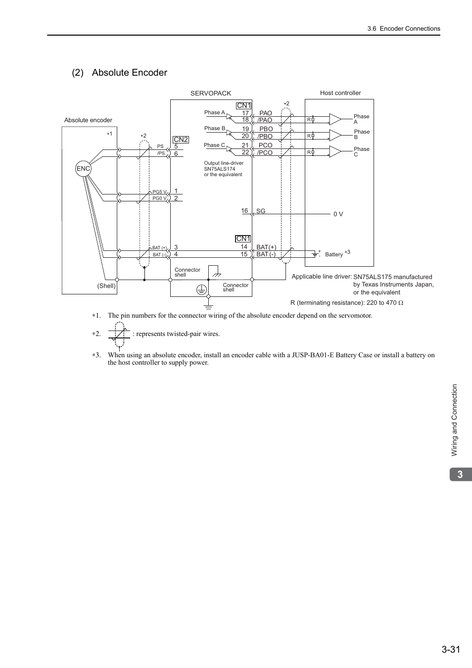 2) absolute encoder | Yaskawa Sigma-5 User Manual: Design and Maintenance - Rotary Motors User Manual | Page 75 / 329