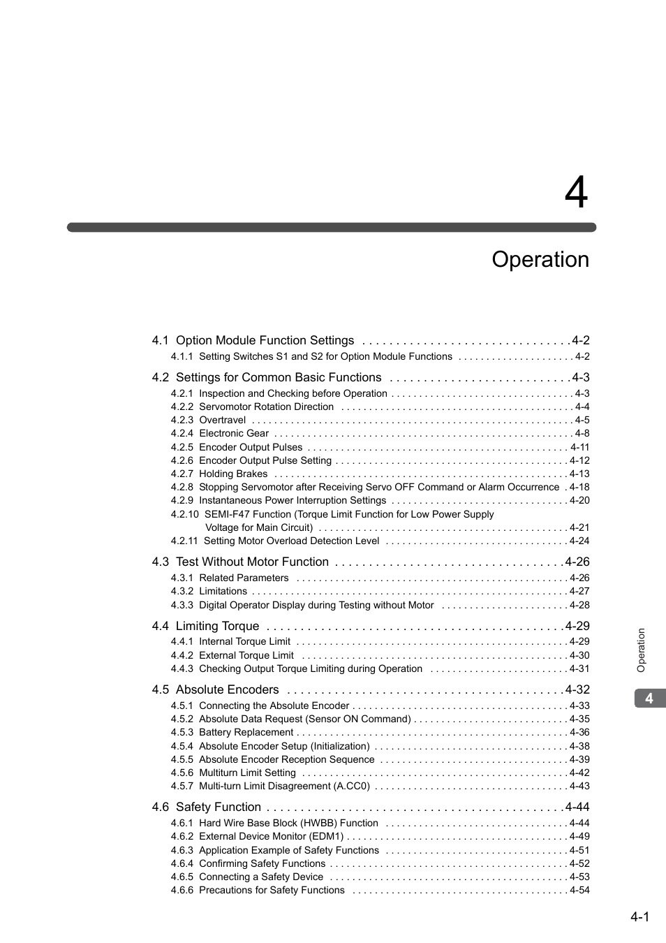 4 operation, Operation | Yaskawa Sigma-5 User Manual: Design and Maintenance - Rotary Motors User Manual | Page 84 / 329