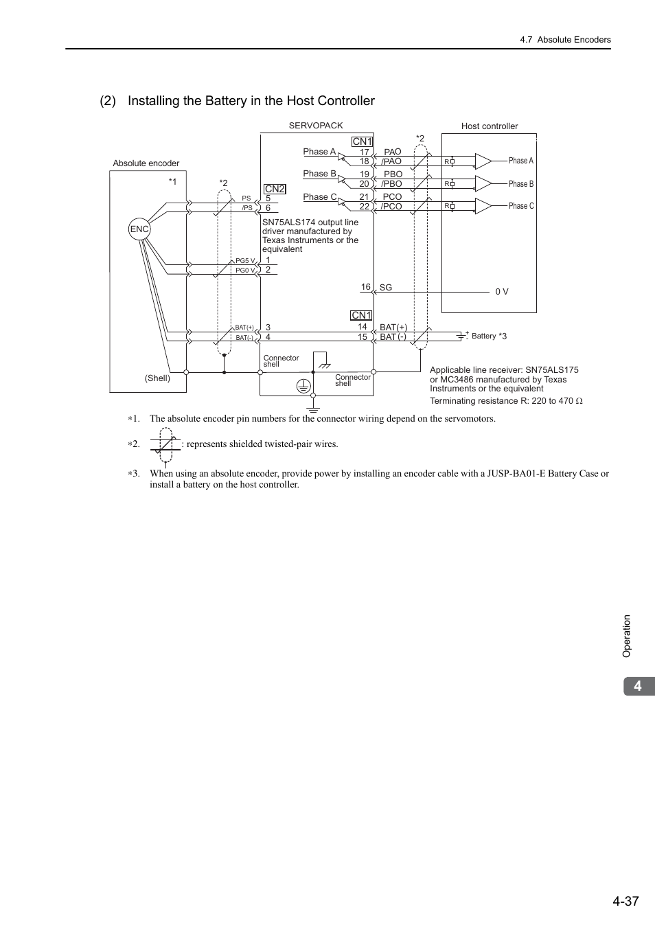 2) installing the battery in the host controller, 46 and 64 | Yaskawa Sigma-5 User Manual: Design and Maintenance - Rotary Motors MECHATROLINK-III Communications Reference User Manual | Page 122 / 391