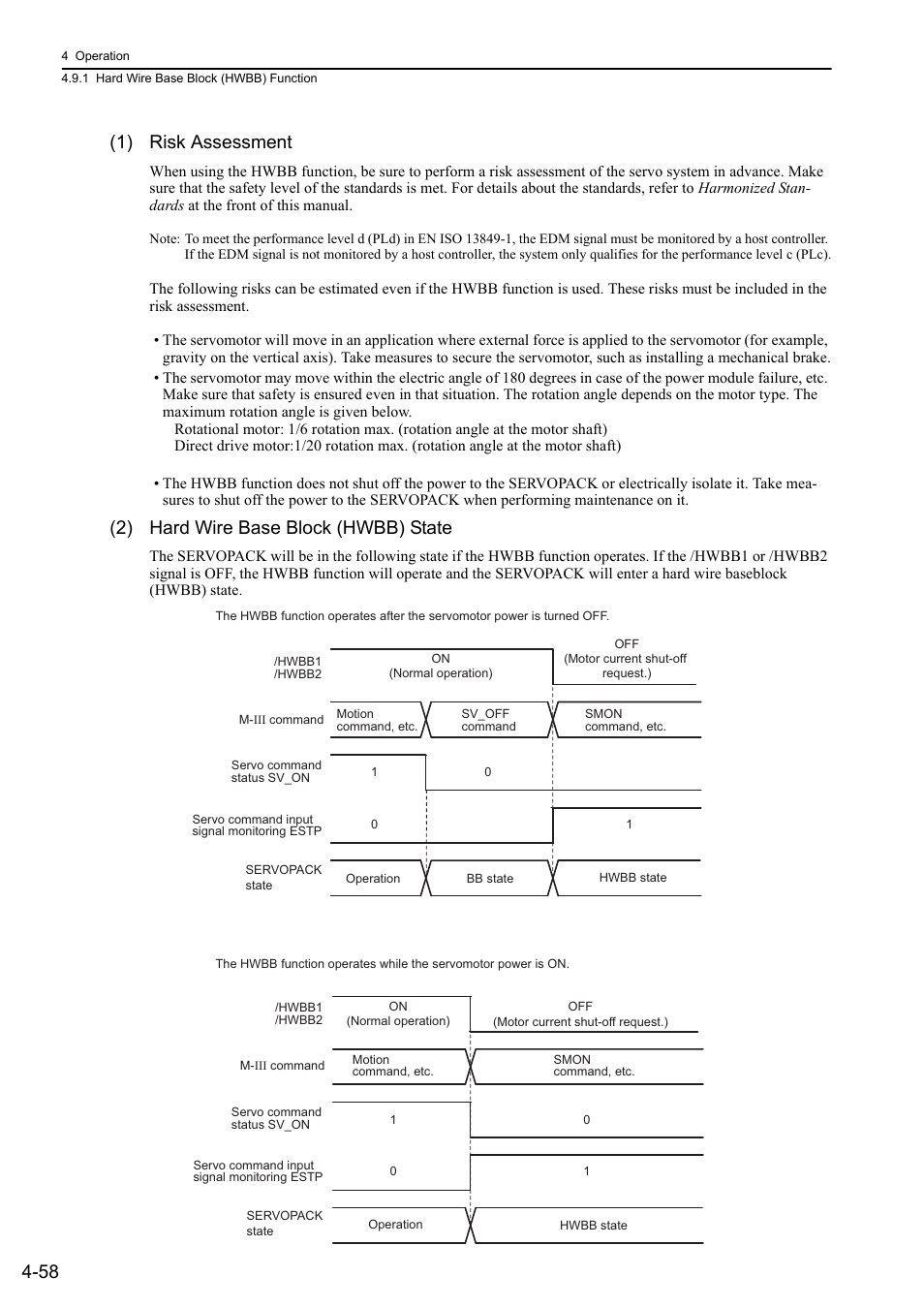 58 (1) risk assessment, 2) hard wire base block (hwbb) state, M-iii | Yaskawa Sigma-5 User Manual: Design and Maintenance - Rotary Motors MECHATROLINK-III Communications Reference User Manual | Page 143 / 391