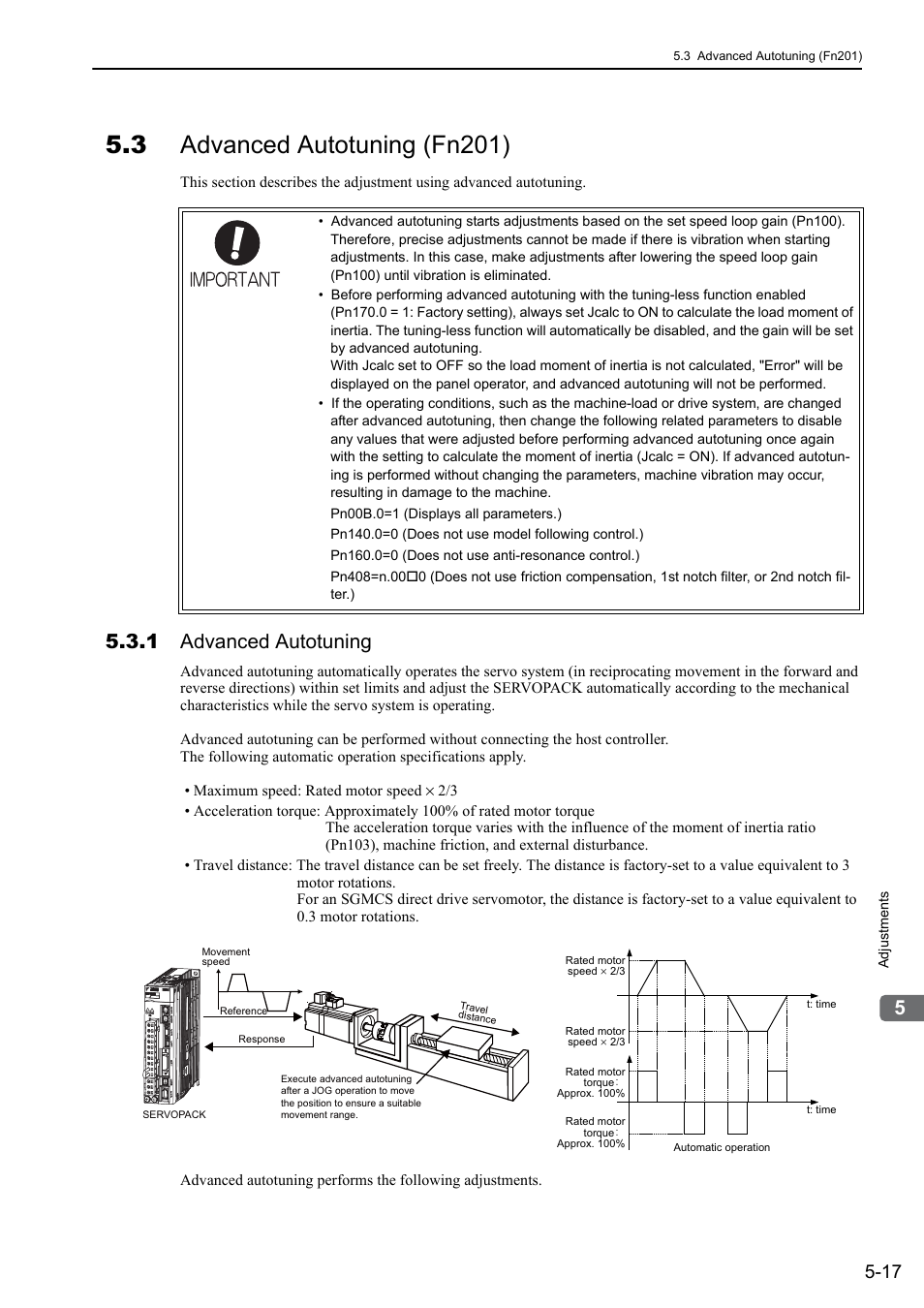 3 advanced autotuning (fn201), 1 advanced autotuning, Rotation | Yaskawa Sigma-5 User Manual: Design and Maintenance - Rotary Motors MECHATROLINK-III Communications Reference User Manual | Page 171 / 391