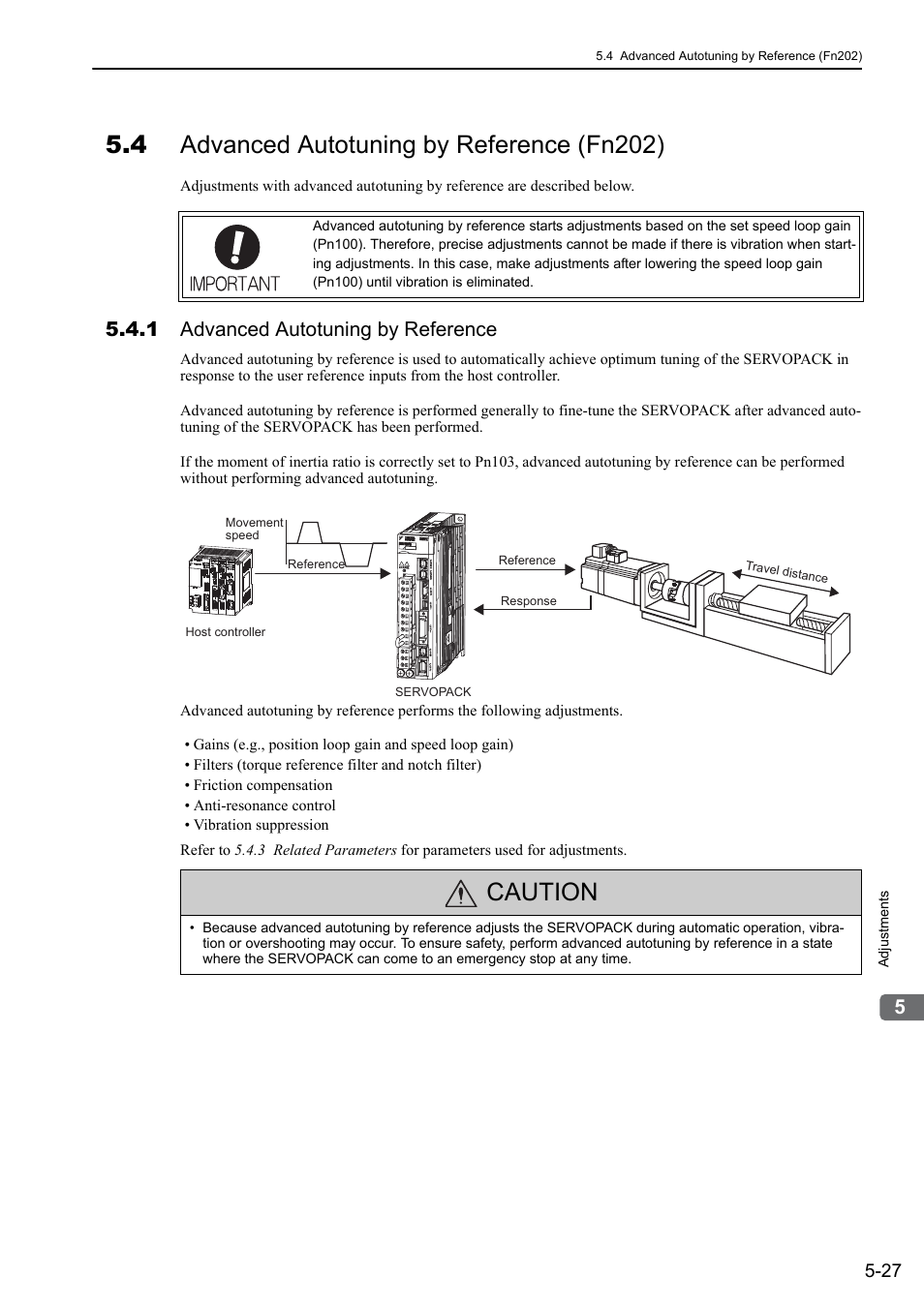 4 advanced autotuning by reference (fn202), 1 advanced autotuning by reference, Caution | Yaskawa Sigma-5 User Manual: Design and Maintenance - Rotary Motors MECHATROLINK-III Communications Reference User Manual | Page 181 / 391