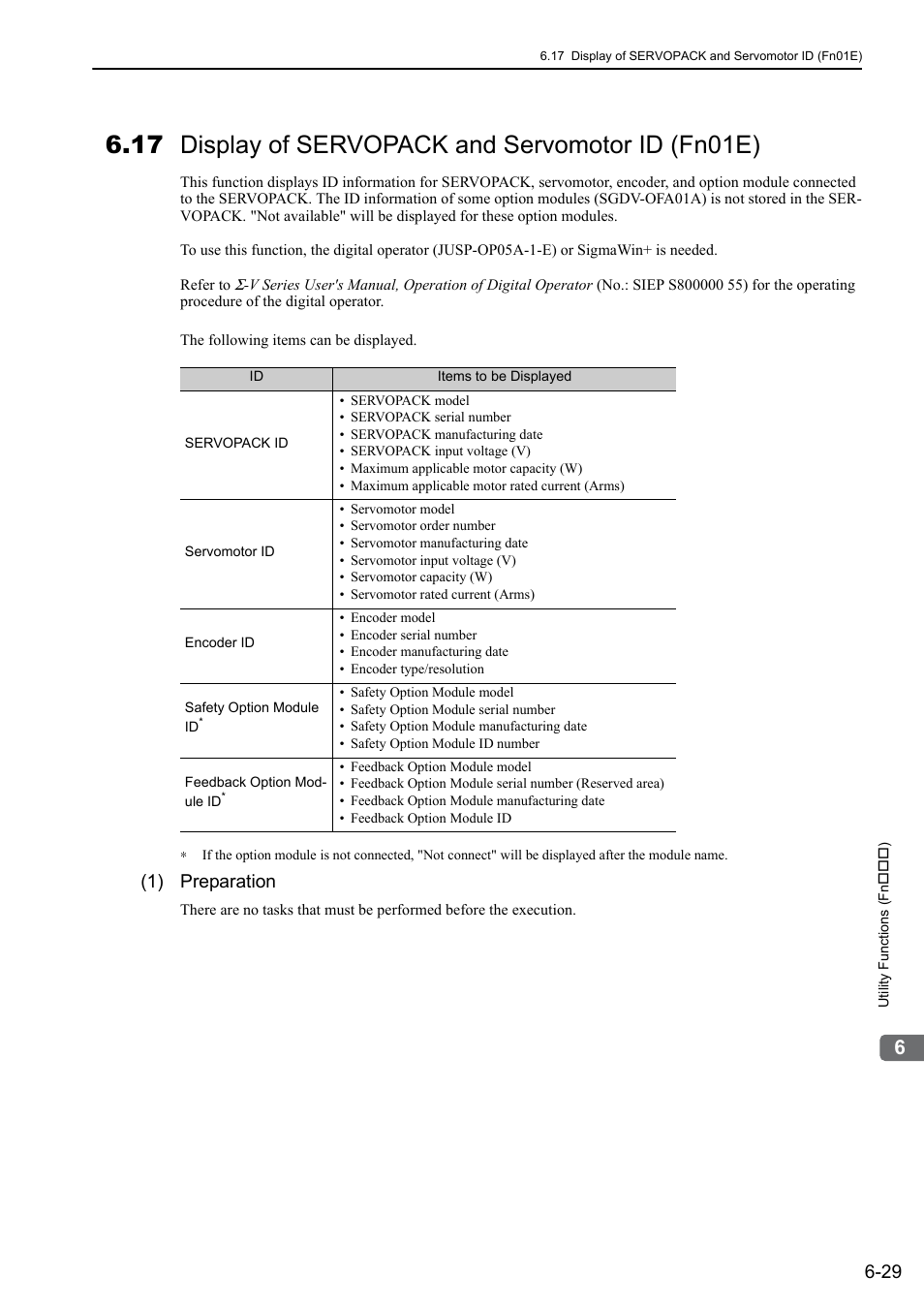 17 display of servopack and servomotor id (fn01e), 1) preparation | Yaskawa Sigma-5 User Manual: Design and Maintenance - Rotary Motors MECHATROLINK-III Communications Reference User Manual | Page 255 / 391
