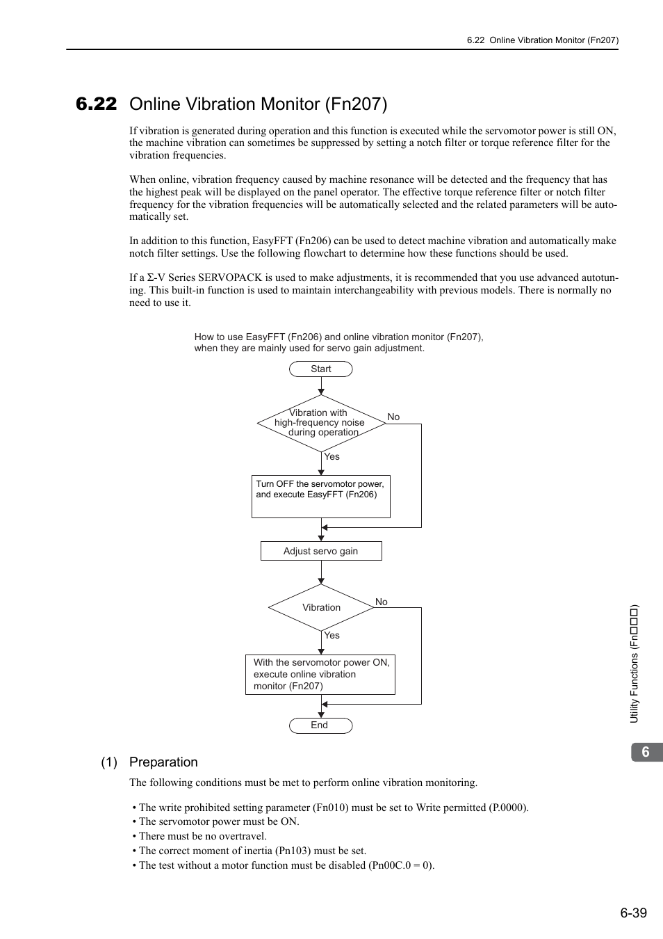 22 online vibration monitor (fn207), 1) preparation | Yaskawa Sigma-5 User Manual: Design and Maintenance - Rotary Motors MECHATROLINK-III Communications Reference User Manual | Page 265 / 391