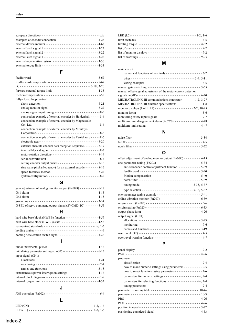 Index-2 | Yaskawa Sigma-5 User Manual: Design and Maintenance - Rotary Motors MECHATROLINK-III Communications Reference User Manual | Page 387 / 391