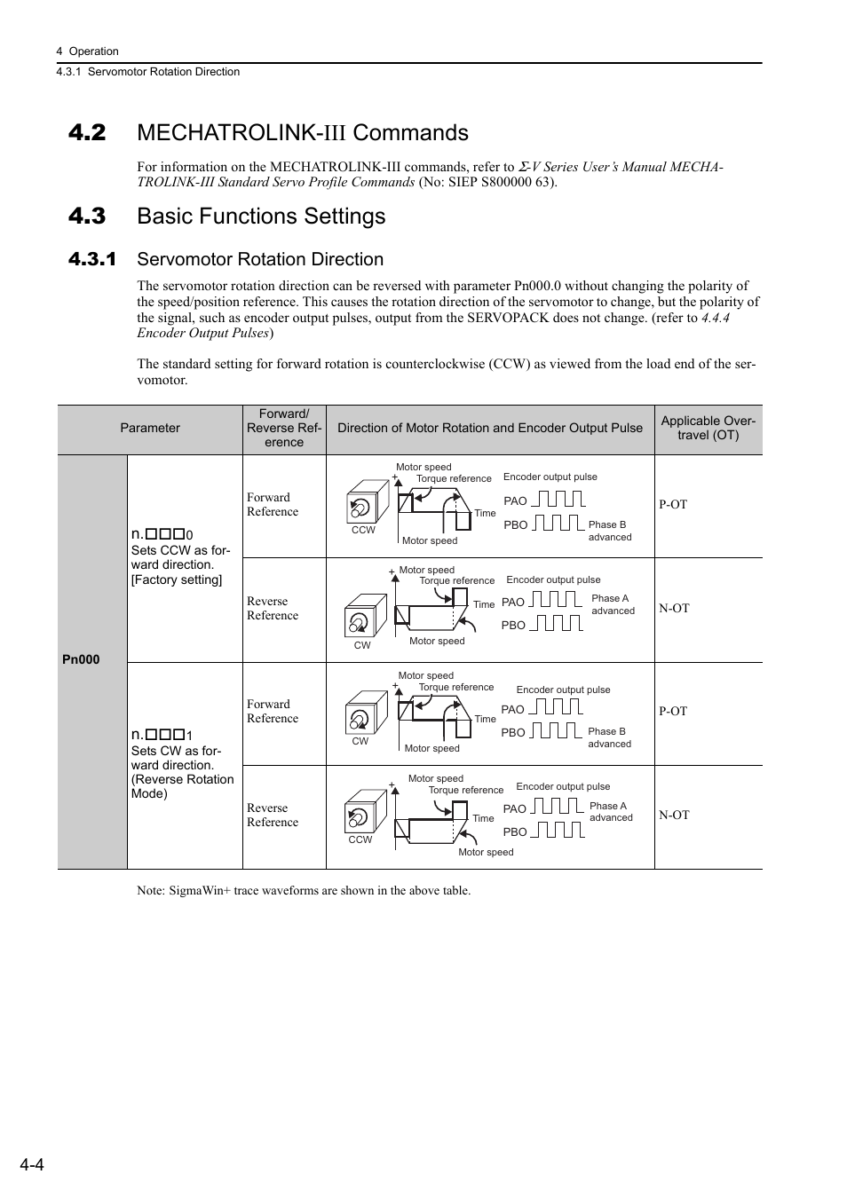 2 mechatrolink-iii commands, 3 basic functions settings, 1 servomotor rotation direction | Yaskawa Sigma-5 User Manual: Design and Maintenance - Rotary Motors MECHATROLINK-III Communications Reference User Manual | Page 89 / 391