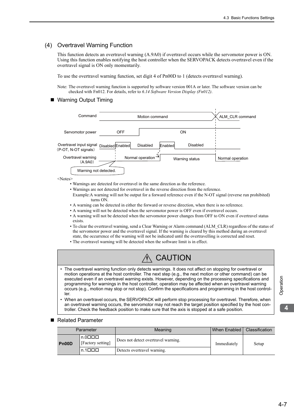 Caution, 4) overtravel warning function, Mecha | Yaskawa Sigma-5 User Manual: Design and Maintenance - Rotary Motors MECHATROLINK-III Communications Reference User Manual | Page 92 / 391