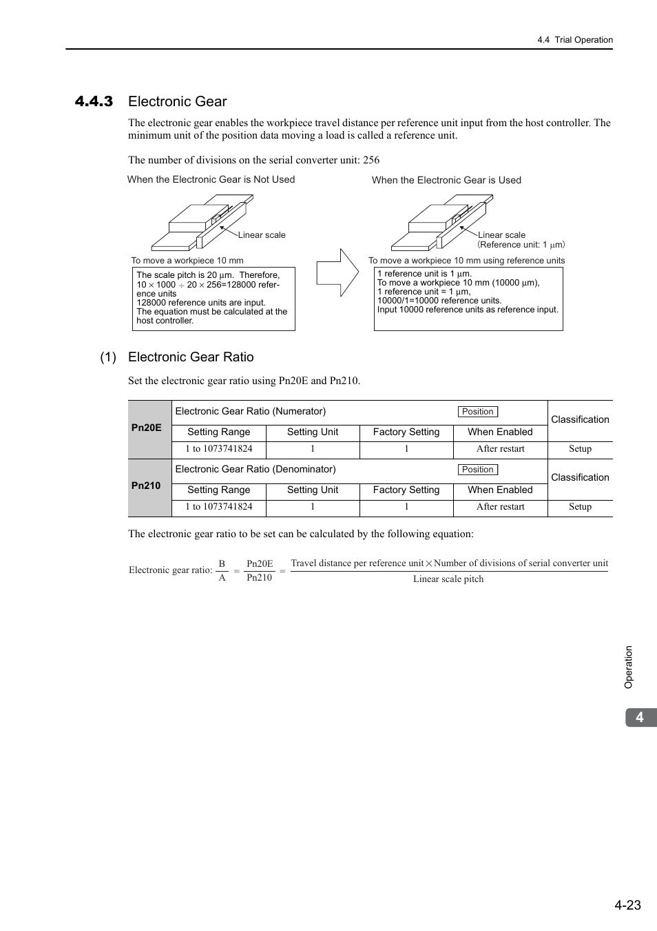 3 electronic gear, 1) electronic gear ratio, Linear | Yaskawa Sigma-5 User Manual: Design and Maintenance - Linear Motors MECHATROLINK-III Communications Reference User Manual | Page 111 / 357