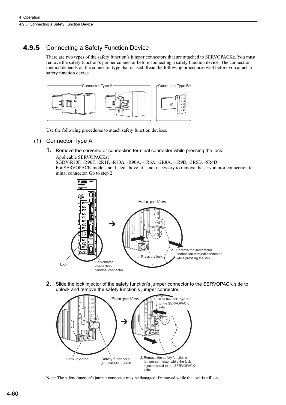 5 connecting a safety function device, 1) connector type a 1, M-iii | Yaskawa Sigma-5 User Manual: Design and Maintenance - Linear Motors MECHATROLINK-III Communications Reference User Manual | Page 148 / 357